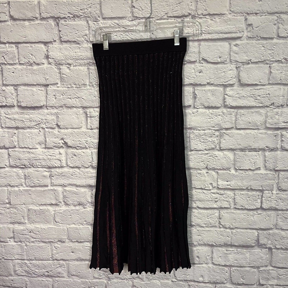 Marine Layer Penny Pleated Midi Skirt in Rainbow XS